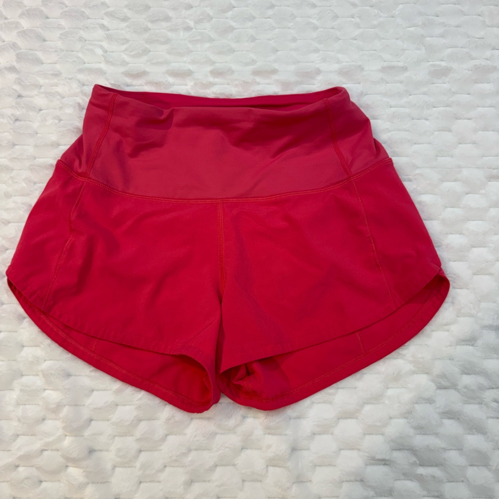 Lululemon pink girl’s Athletic Shorts Zip Pocket Stretch Breathable Knit